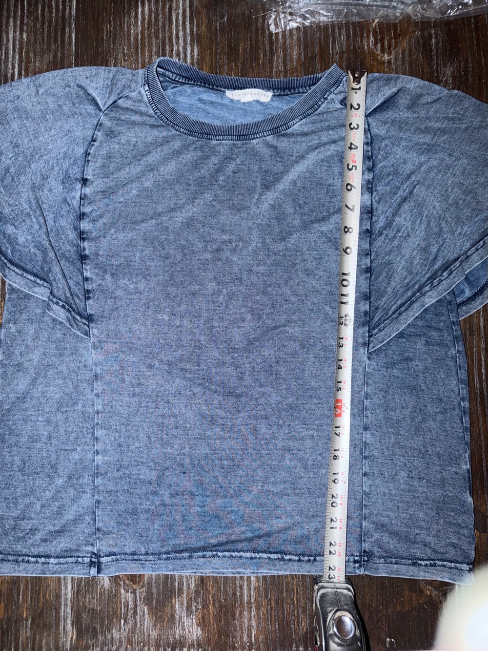 Jane and Delancey Washed Blue Short Sleeve Ruffle Top - Picture 9 of 9
